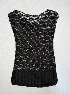 Black Mesh Dress crochet Size L festival Whimsy Goth dark academia romantic